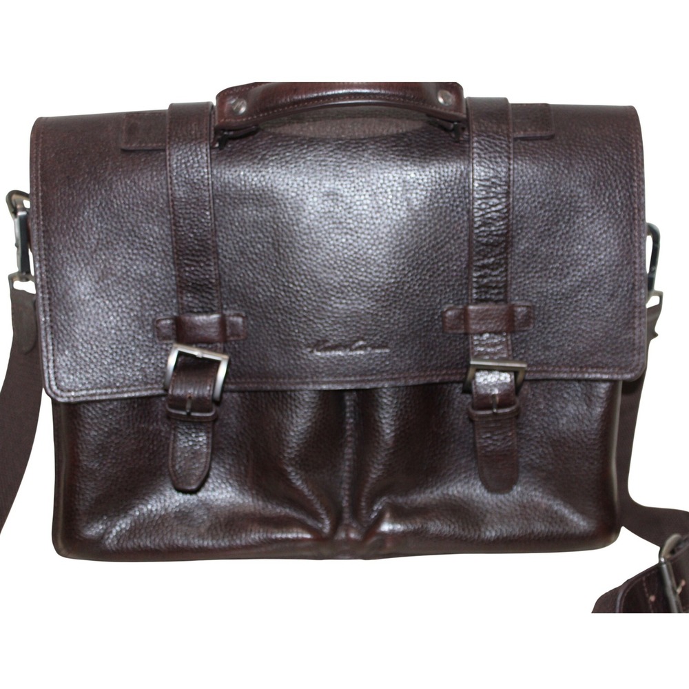 Kenneth Cole NY Brown Leather Briefcase Mens EUC Messenger Bag Laptop Bag